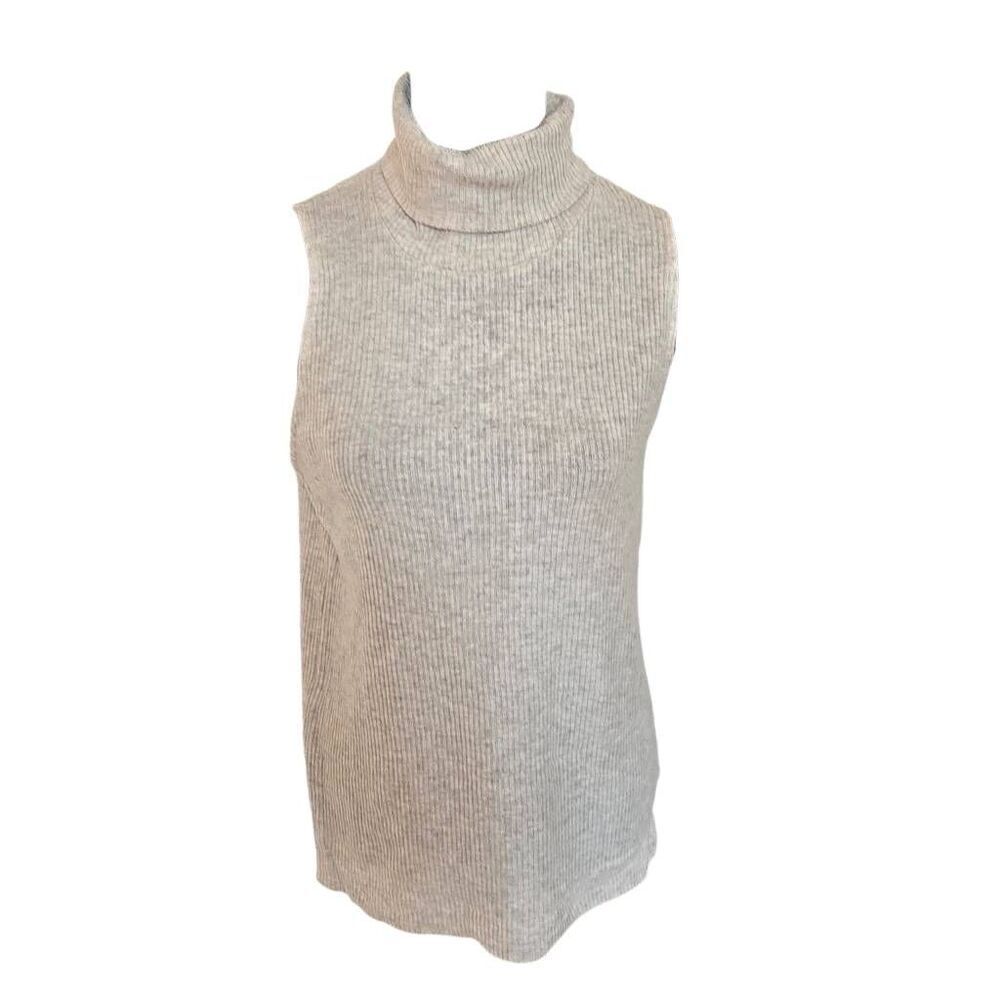 Feel The Piece Terre Jacobs Womens Sleeveless Ribbed Beige Turtleneck XS